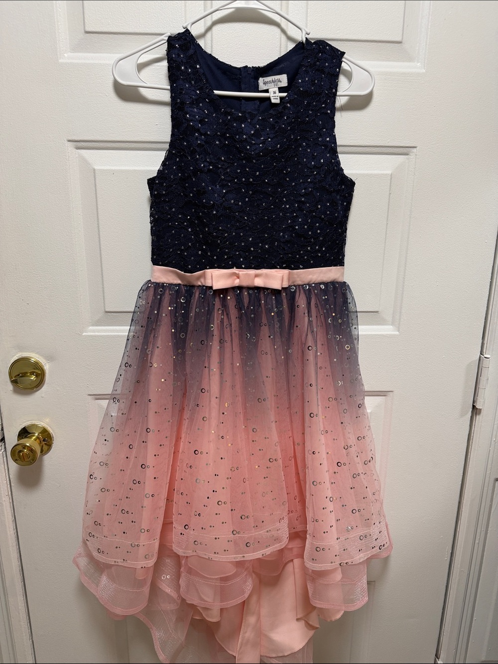 jumping beans Navy and Pink Sequin Ombre Tulle Party Dress